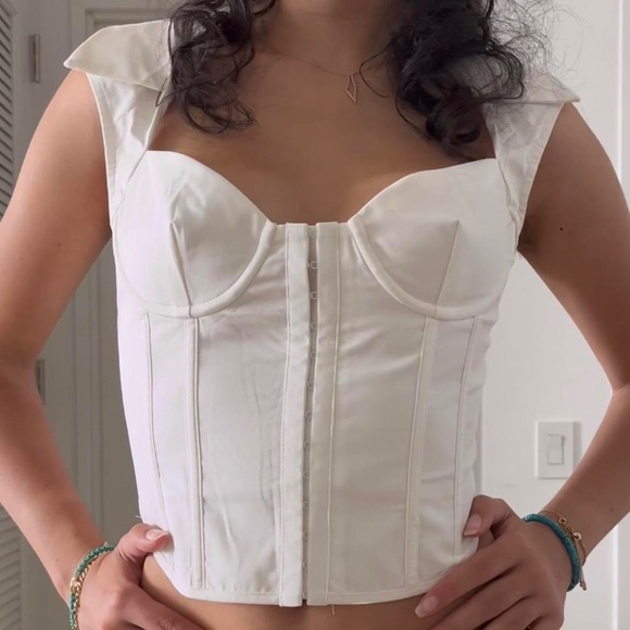 Danielle Guizio White Collared Bustier Corset Top size XS - Picture 4 of 5